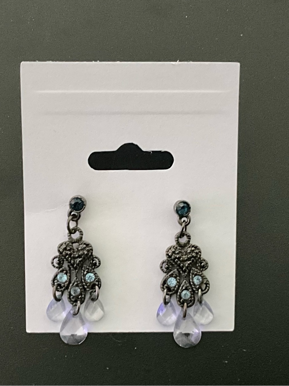 Blue Crystal Drop Dangle Earrings for Women